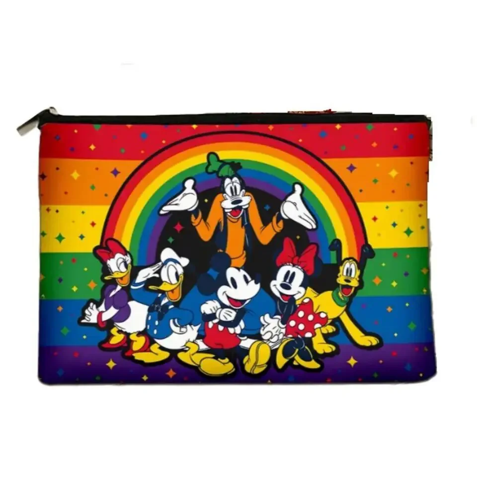 Rainbow Pride Disney Fabric Lined Canvas Makeup Bag Mickey Goofy Minnie